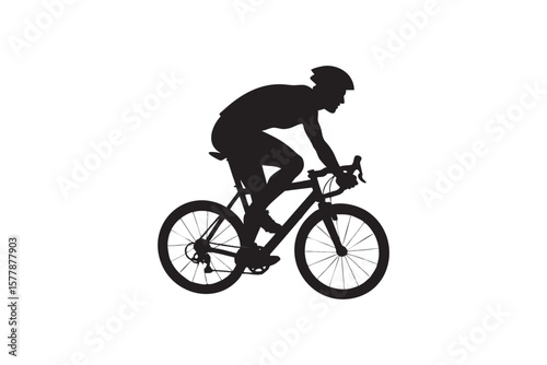 Silhouette of a Cyclist Riding a Road Bike in Motion