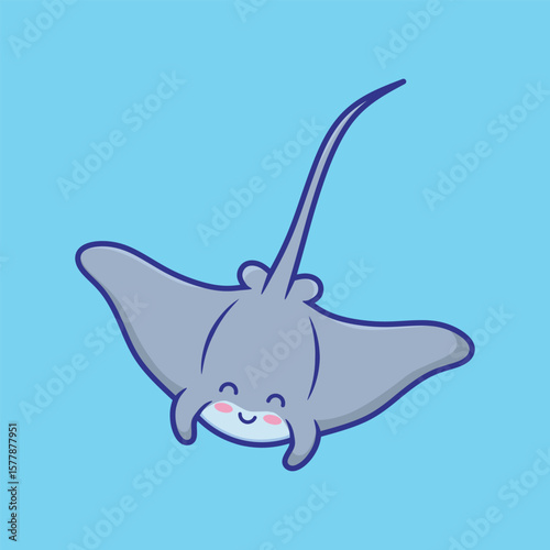 stingray fish, Cute vector isolated illustration in cartoon style.