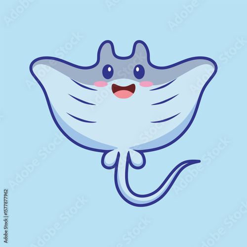 stingray fish, Cute vector isolated illustration in cartoon style.