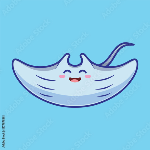 Cute Stingray Vector Illustration. Animal Nature Icon Concept Isolated Cartoon Style.