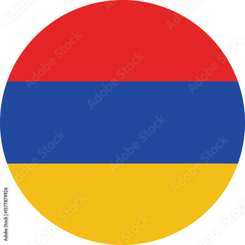 Round Armenia flag vector, standard colors, digital flat icon illustration