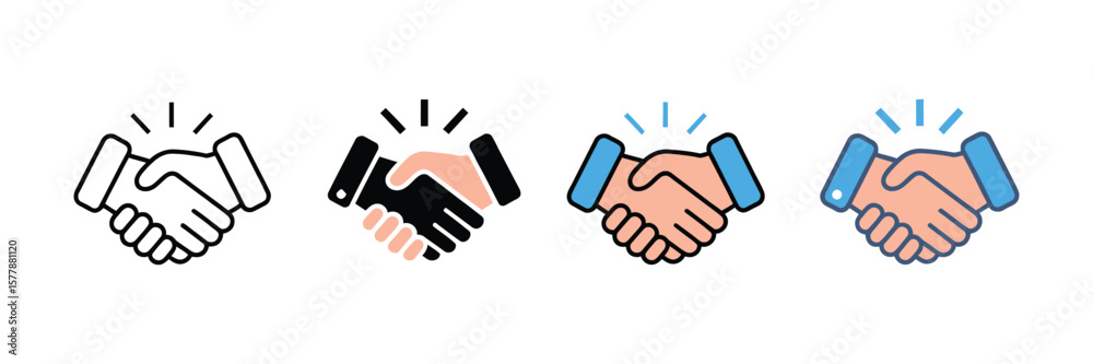 Fototapeta premium Handshake icon set with multiple styles