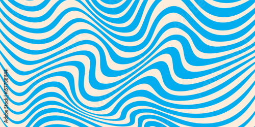 Blue and beige diagonal wavy lines seamless pattern. modern