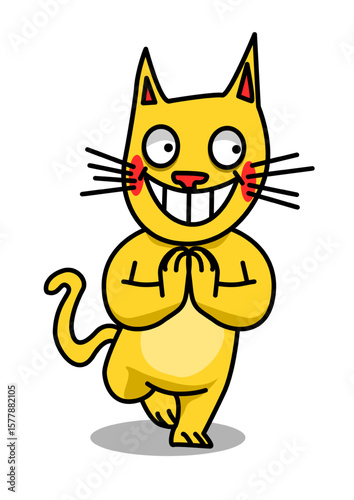 Illustration of a cat doing yoga