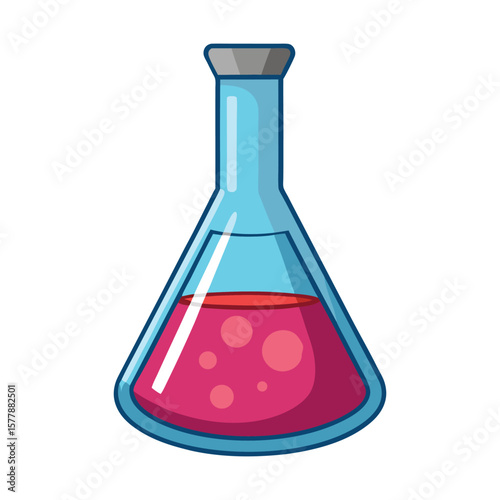 A chemical laboratory features flasks and test tubes brimming with vibrant red and colorful liquids, hinting at scientific experiments
