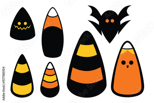 Spooky Cute Candy Corn Halloween Illustrations  Perfect for Cards, Decorations, and More!