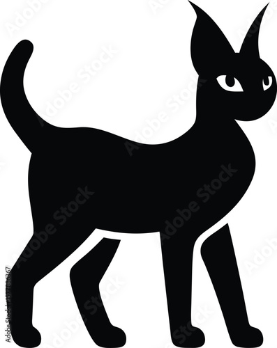 Caracal silhouette with tufted ears, sleek body, and alert stance for exotic wildcat icon