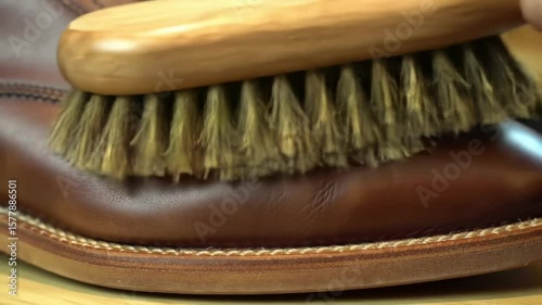 Close-up of a brown leather shoe