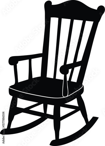 Antique wooden rocking chair design silhouette for vintage interiors