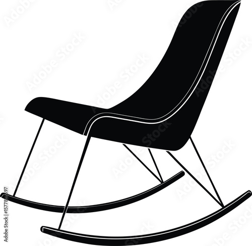 Isometric plastic rocking chair shape in modern minimal vector design
