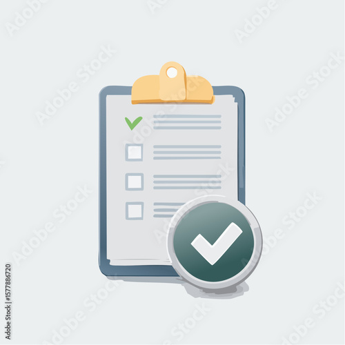 Checklist on Clipboard with Large Checkmark Icon