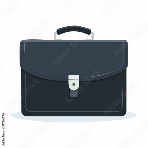 Classic Dark Grey Leather Briefcase with Metallic Clasp