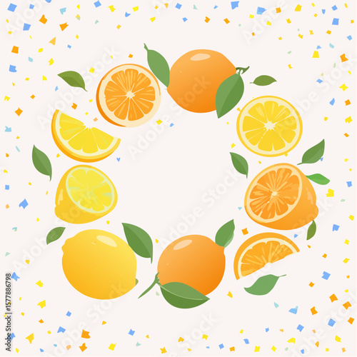 Colorful Citrus Fruits in a Festive Circle Design