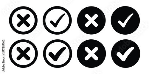 Checkmark and cross symbol vector illustration. tick and wrong symbol 