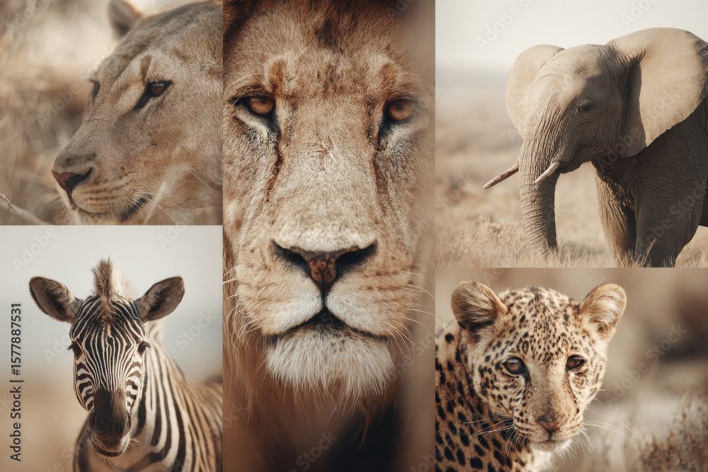 Fototapeta premium capture stunning portraits of top animals on minimalist background with bokeh effect