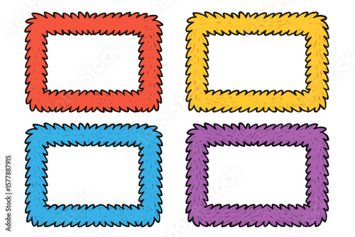 Colorful fuzzy frames arranged in a grid format for creative use in art projects or design applications