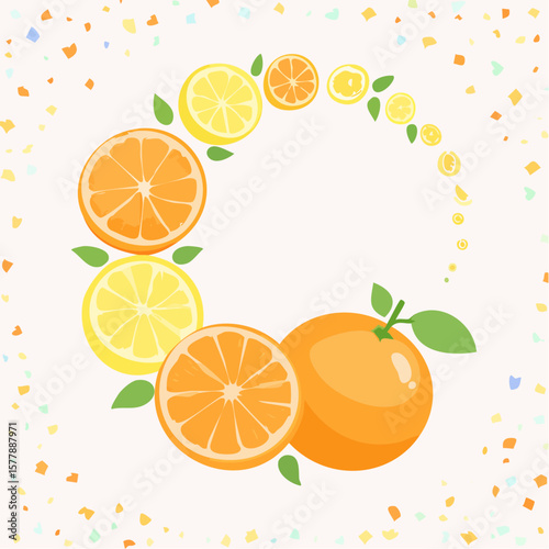 Vibrant Citrus Composition Oranges and Lemons in a Circular Design