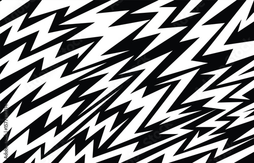 Abstract sharp seamless pattern with zigzags, arrows and triangles. Wavy geometric lightning background for covers or textile print. Sharp, chaotically scattered zigzag arrows.