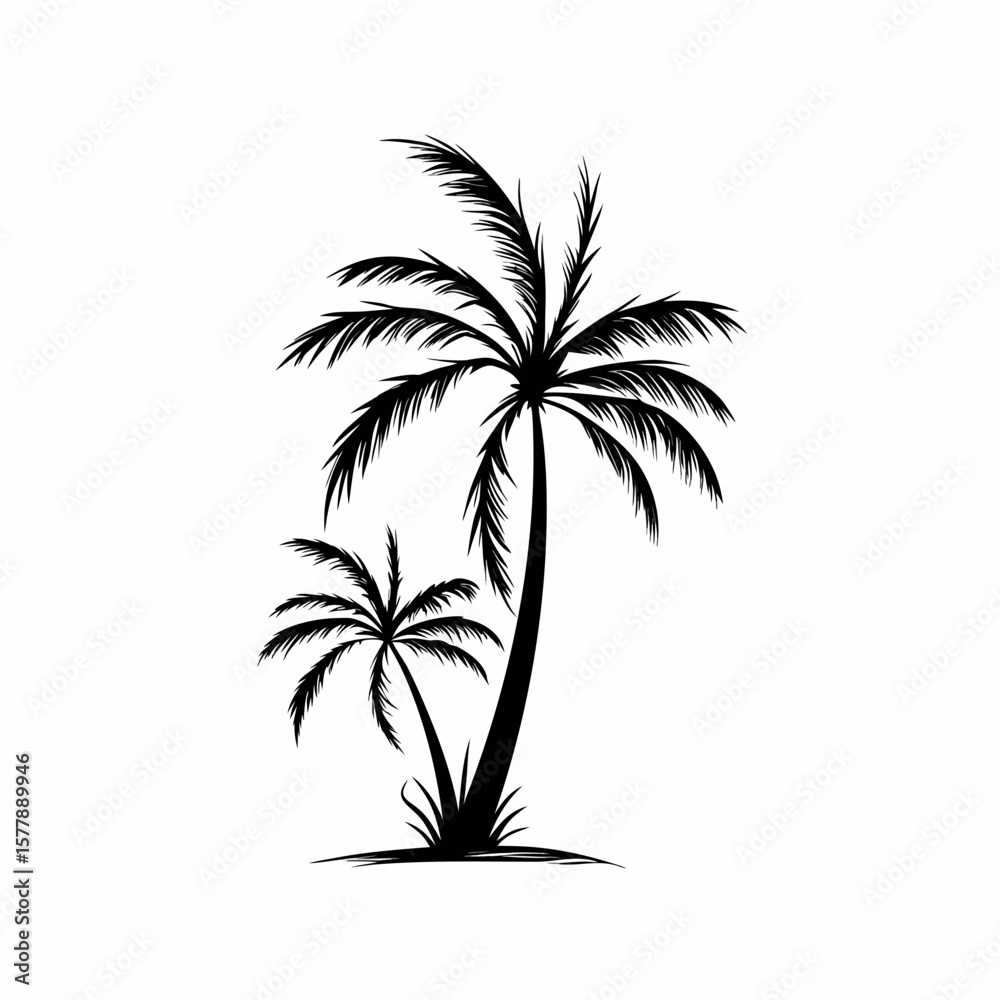 Obraz premium Palm Tree Vector Art with Black Silhouette Design