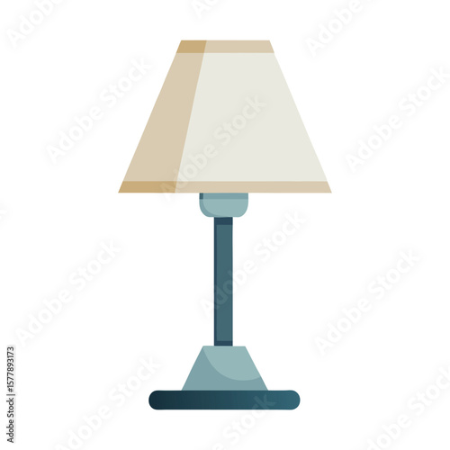 Vintage metal table lamp with shade, isolated on white for home interior decor