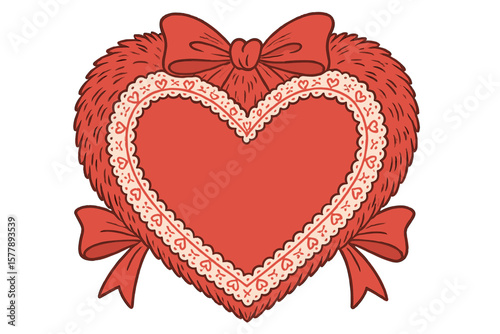 Colorful heart-shaped decoration with lace and bows for romantic occasions and celebrations