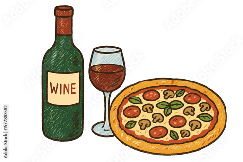 Enjoying pizza and wine in a cozy setting with friends on a relaxing evening