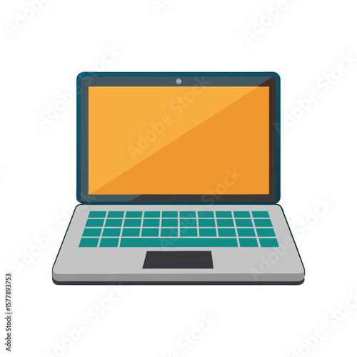 Laptop computer with blue screen illustration