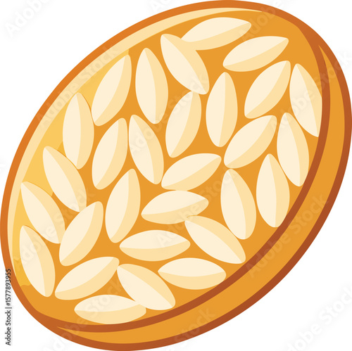 Delicious Rice Cake Snack: Oval-Shaped, Crispy, and Toasted Rice Grains