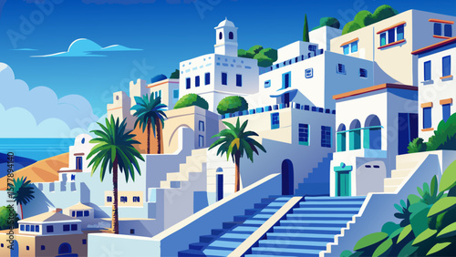 Algiers, Algeria – Whitewashed buildings climb coastal hills above the Mediterranean. Grand staircases, blue shutters, and colonial plazas glow in soft northern African sunlight.