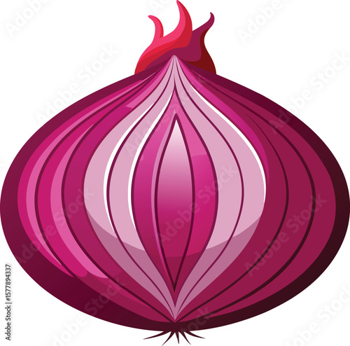 Vibrant Red Onion Illustration, Fresh Vegetable Clipart, Culinary Design Element, Healthy Food Graphic, Kitchen Ingredient...