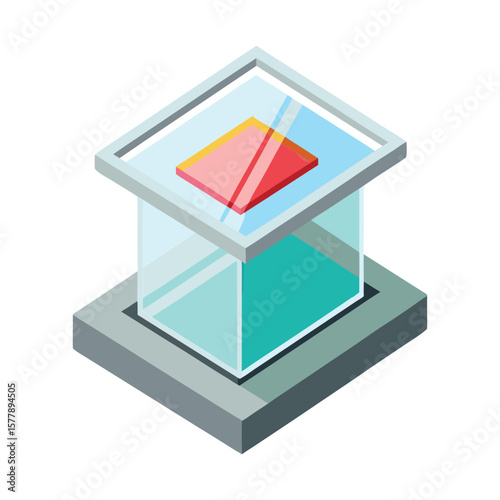 This is a 3D house icon illustrating a house contained within an open cardboard box, symbolizing packaging and design