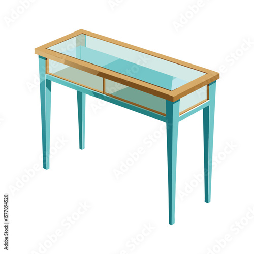 An elegant brown wooden dining table with chairs, a classic furniture object isolated on a white background, perfect for any home interior design style