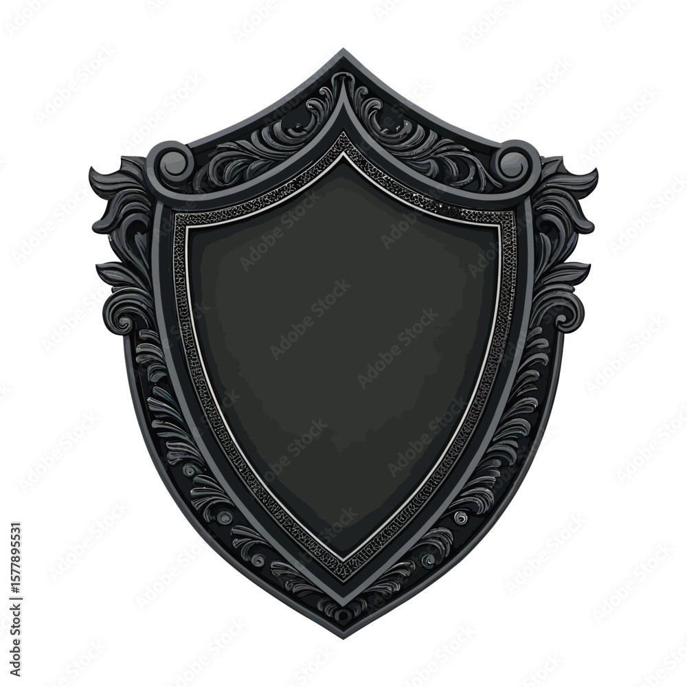 Obraz premium Ornate Dark Shield Frame with Scrollwork black