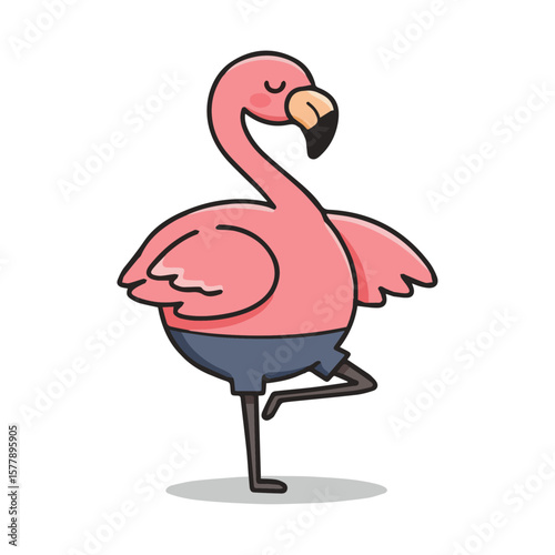 An Elegant and Graceful Cartoon Flamingo Mascot Performing Ballet, Dressed in a Tutu and Striking a Beautiful Dance Pose with Artistic Flair