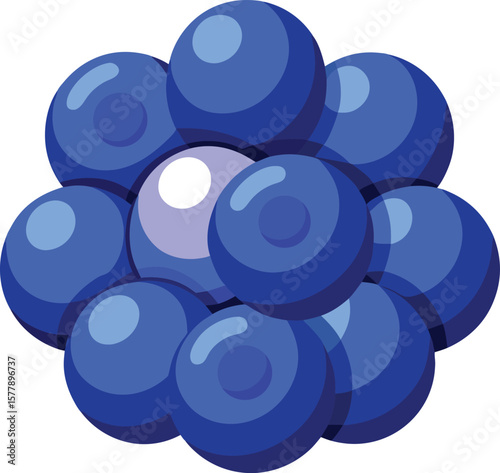 Functional Superfood Ingredients Abstract illustration of a cluster of blue spheres, resembling a stylized blueberry or atom.