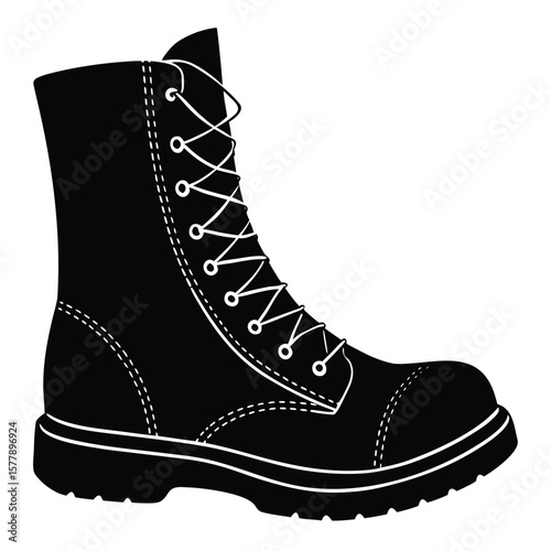 Black leather lace up boot white footwear