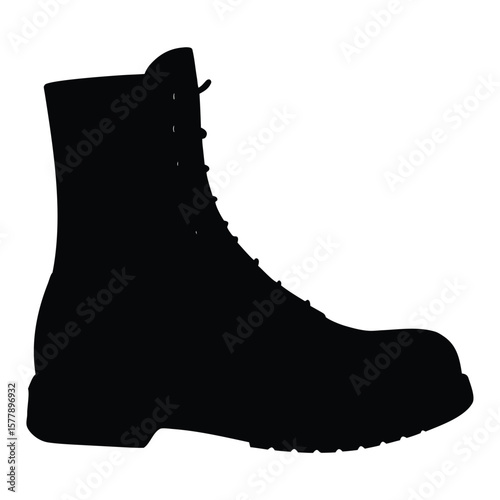 Black silhouette rugged high top boot footwear