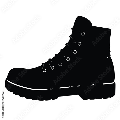 Black silhouette rugged high top boot vector