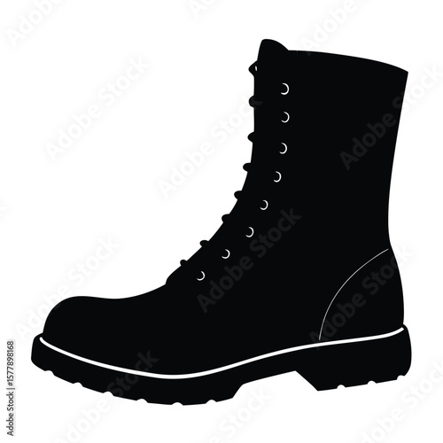 Black high top boot silhouette lace up footwear