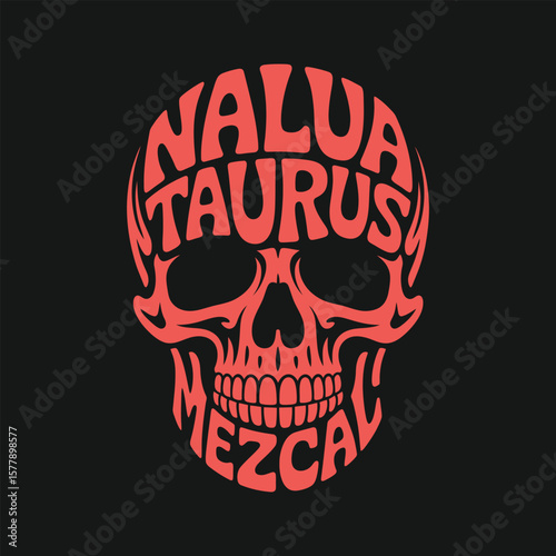 Nalua taurus mezcal skull logo design with retro typography