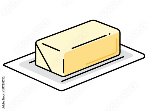 Stick of Butter on Dish Illustration