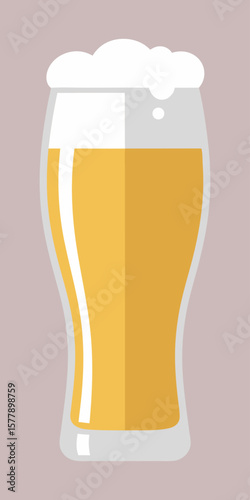 Minimalist Beer Glass with Frothy Head Illustration