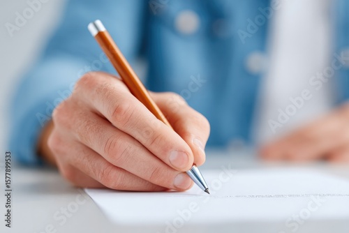 close-up image depicting left-handed individual engaging in creative task