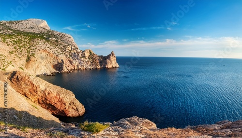 the rocky shore of cape aya balaklava neighborhood sevastopol crimean peninsula