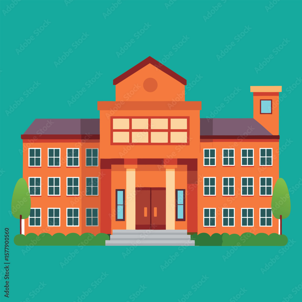 Obraz premium Flat school building vector in educational style ideal for learning and teaching graphics