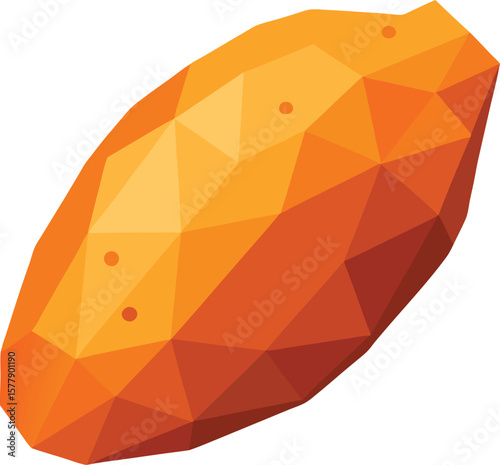 Functional Superfood Ingredients Low-Poly Geometric Illustration of a Sweet Potato, Vibrant Orange Hues, Isolated on White Background, Healthy...