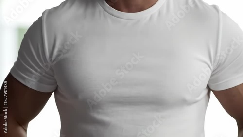 Close-up of a plain white t-shirt