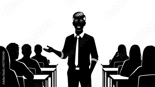 Businessman presenting to engaged audience in meeting