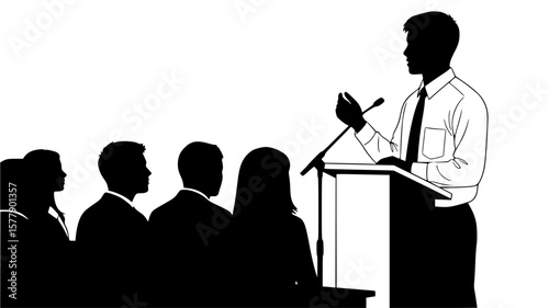 Businessman giving presentation to audience