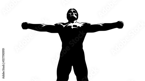 Powerful superhero standing strong in iconic pose